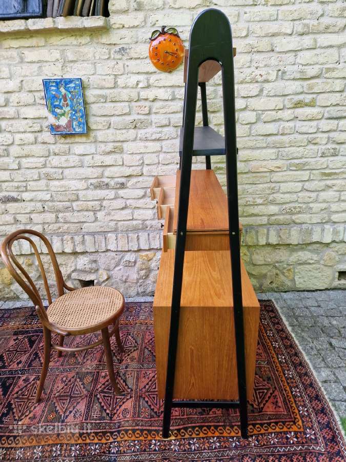 Vintažinė mid century knygų lentyna su darbo vieta - nuotraukos Nr. 24