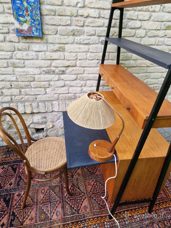 Vintažinė mid century knygų lentyna su darbo vieta - nuotraukos Nr. 25