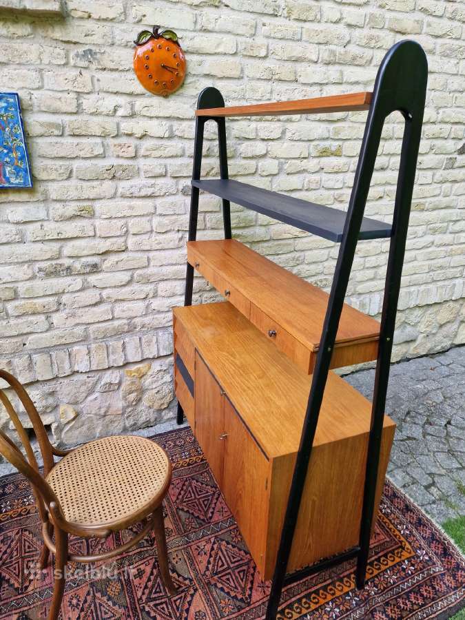 Vintažinė mid century knygų lentyna su darbo vieta - nuotraukos Nr. 26