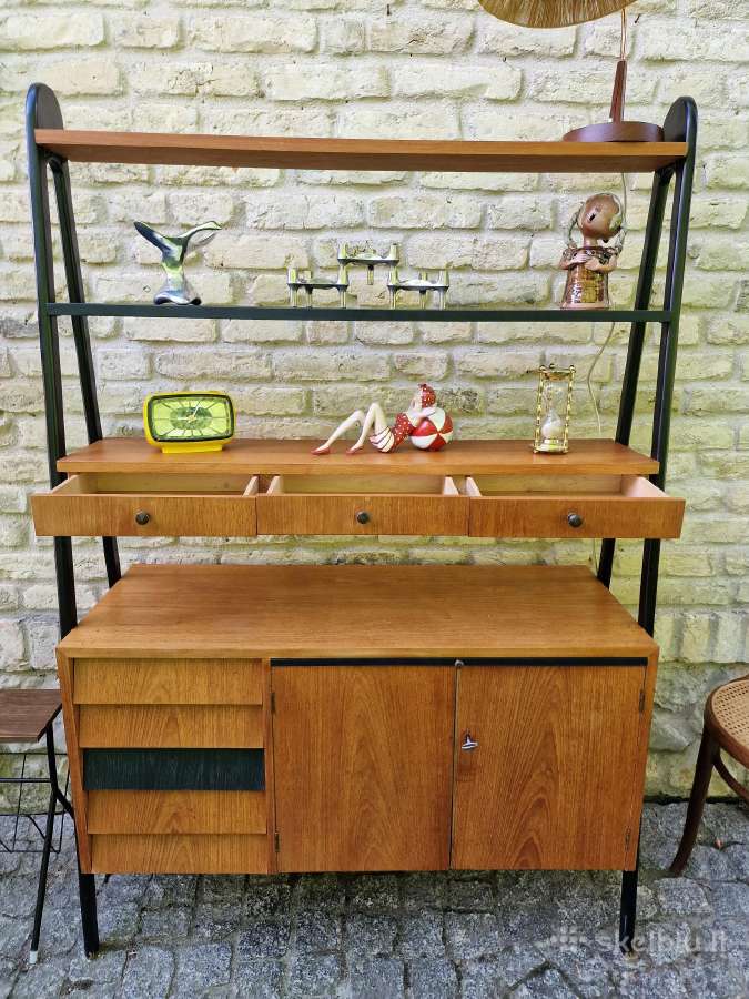 Vintažinė mid century knygų lentyna su darbo vieta - nuotraukos Nr. 30
