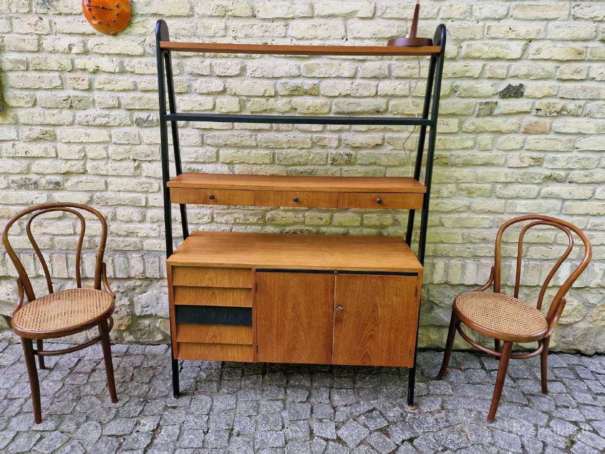 Vintažinė mid century knygų lentyna su darbo vieta - nuotraukos Nr. 34