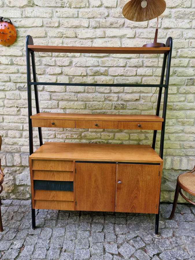 Vintažinė mid century knygų lentyna su darbo vieta - nuotraukos Nr. 35