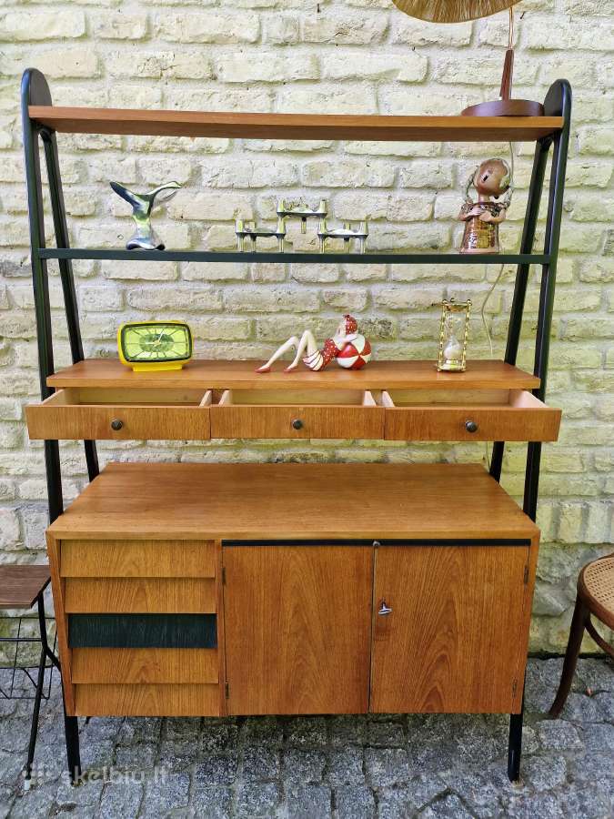Vintažinė mid century knygų lentyna su darbo vieta - nuotraukos Nr. 36