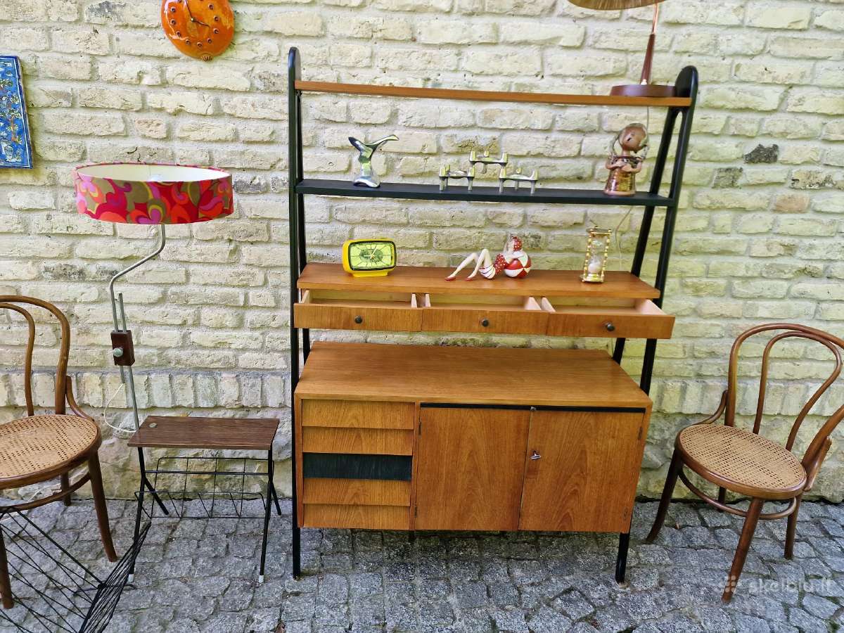Vintažinė mid century knygų lentyna su darbo vieta - nuotraukos Nr. 37