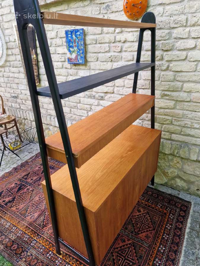 Vintažinė mid century knygų lentyna su darbo vieta - nuotraukos Nr. 38