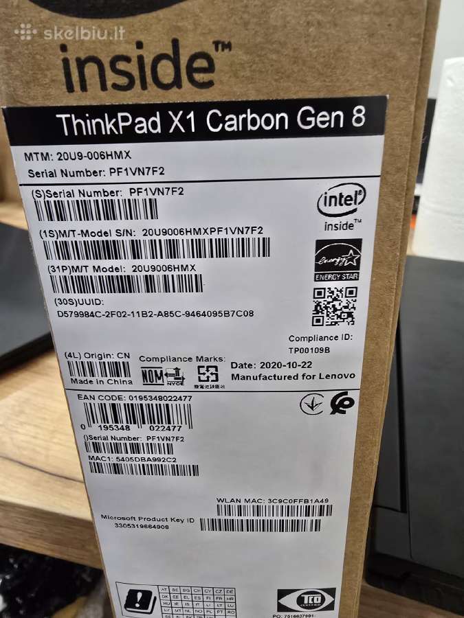 Lenovo Thinkpad X1 Carbon Touch 14"i7/16gb/512ssd - nuotraukos Nr. 6
