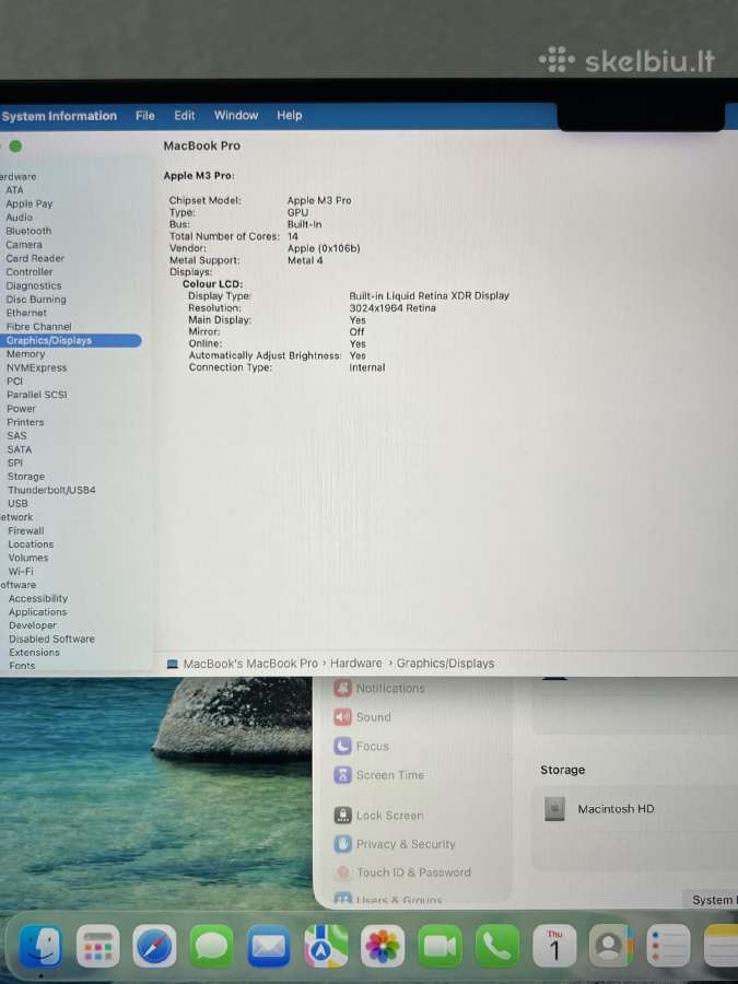 MacBook Pro 14-inch m3 36 512 - nuotraukos Nr. 10
