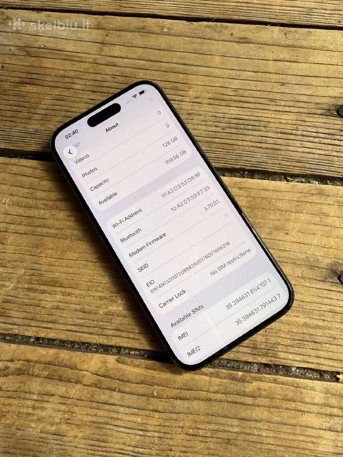 Apple iPhone 15 Pro 128gb Black Titanium - nuotraukos Nr. 8