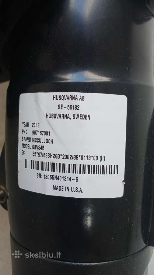 Mccullock Gbv 345 (Husqvarna) lapų sniego pūstuvas - nuotraukos Nr. 8