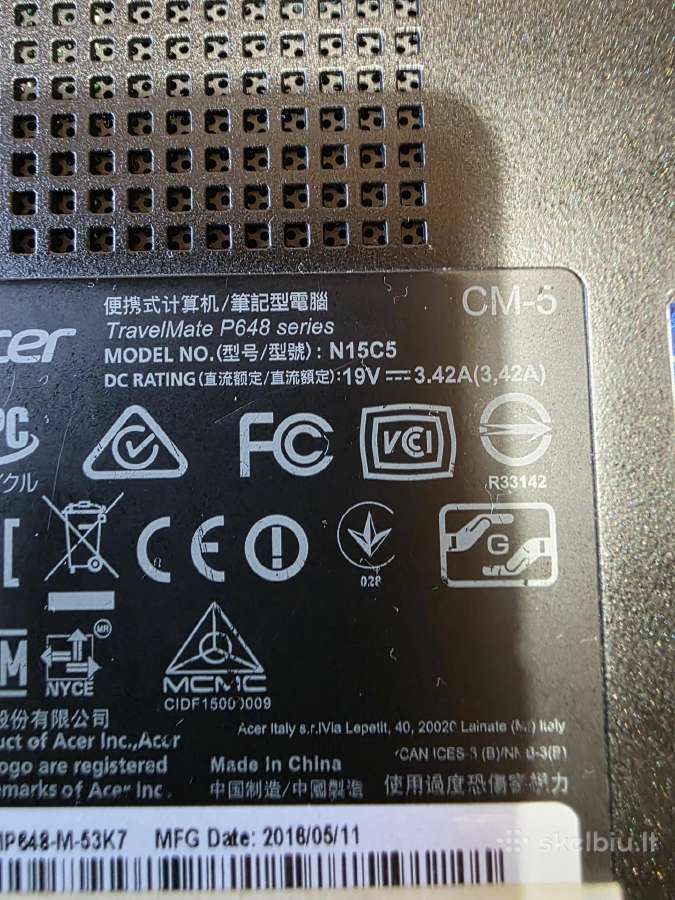 Nešiojamas kompiuteris/ laptopas Acer Travelmate P - nuotraukos Nr. 10