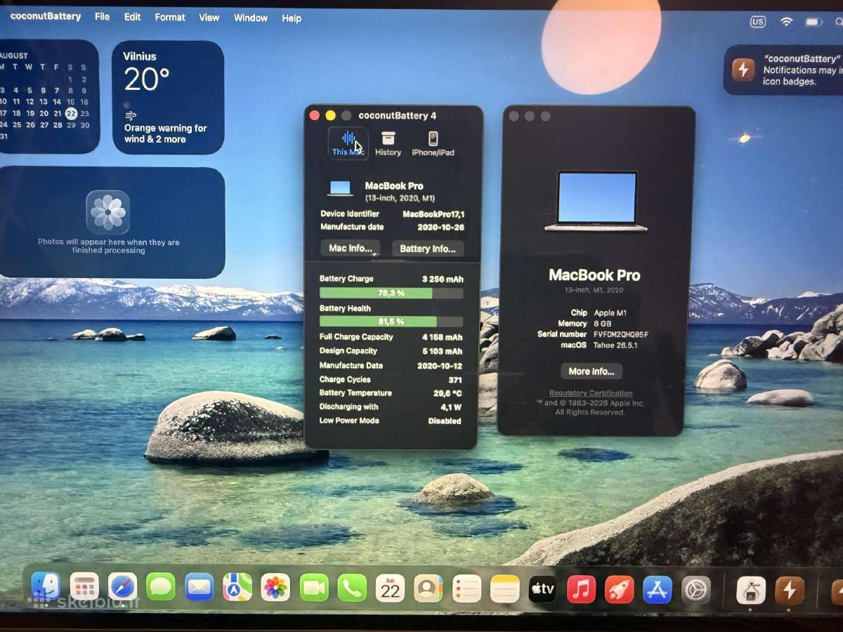 MacBook Pro (Touch bar) M1 2020, 8gb, 512gb - nuotraukos Nr. 3