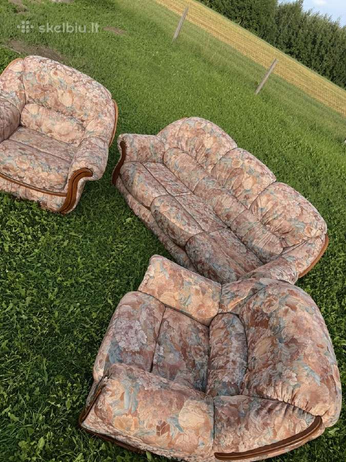 Sofa-lova + 2 foteliai komplektas - nuotraukos Nr. 2