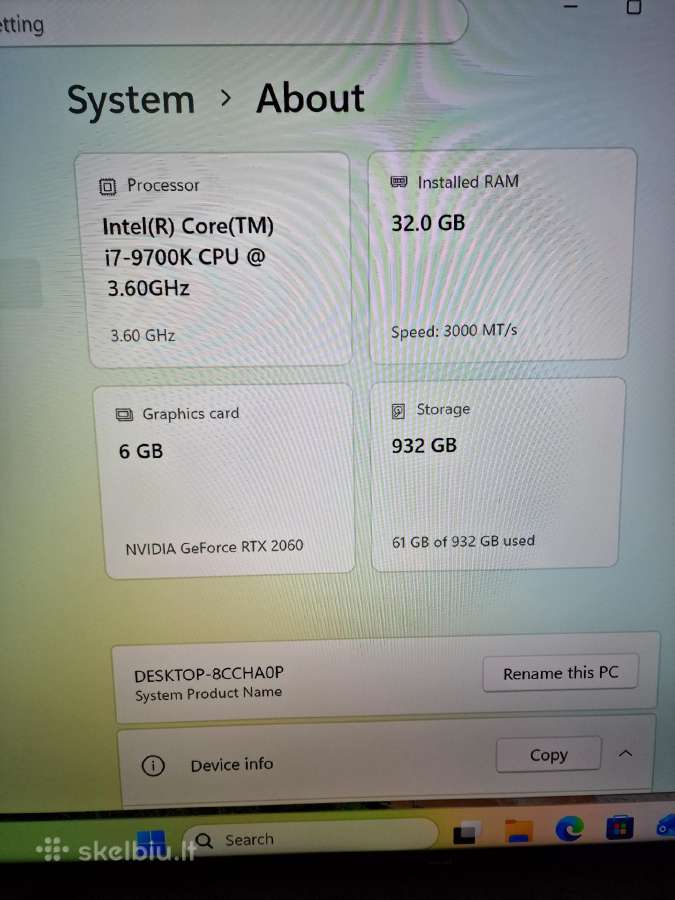 Gaming pc i7-9700k / Rtx 2060 / 32gb / 1tb - nuotraukos Nr. 7