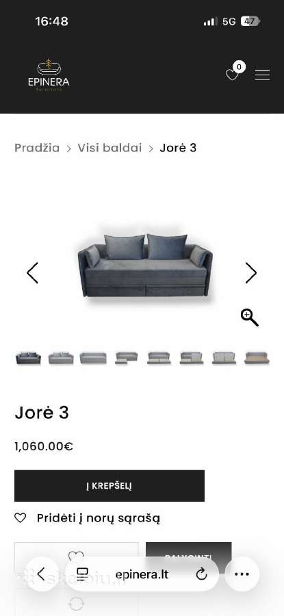 Parduodama sofa lova jore 3 - nuotraukos Nr. 7