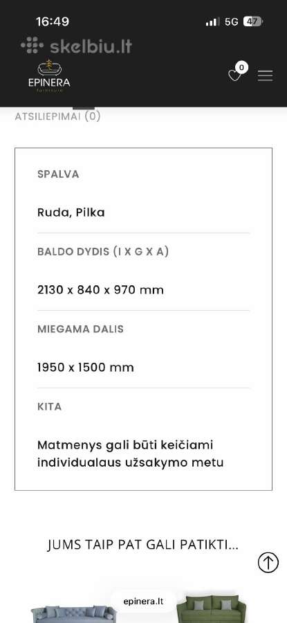 Parduodama sofa lova jore 3 - nuotraukos Nr. 8