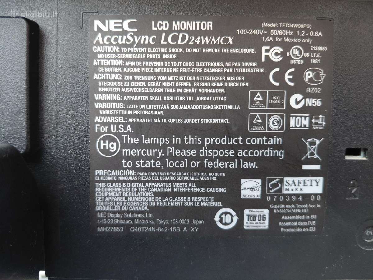 Parduodu monitorių Nec Accusync Lcd24wmcx - nuotraukos Nr. 4