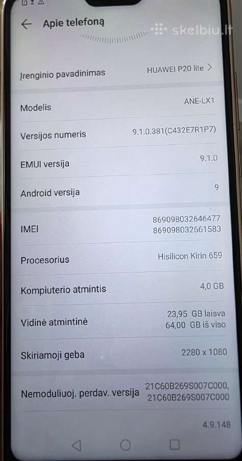 Parduodu Huawei P20 Lite 64gb - nuotraukos Nr. 3