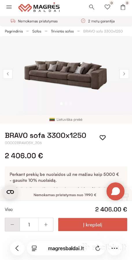 Parduodama geros būklės sofa Bravo su foteliu - nuotraukos Nr. 6