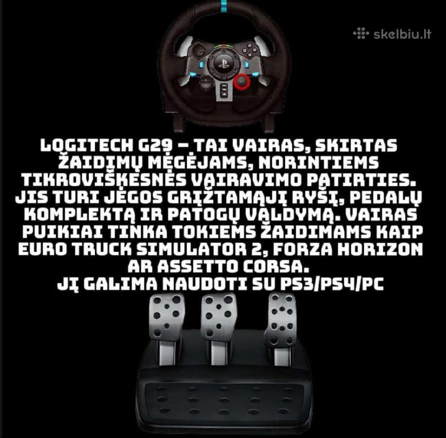 Logitech G29 Vairas su pedalais - nuotraukos Nr. 2