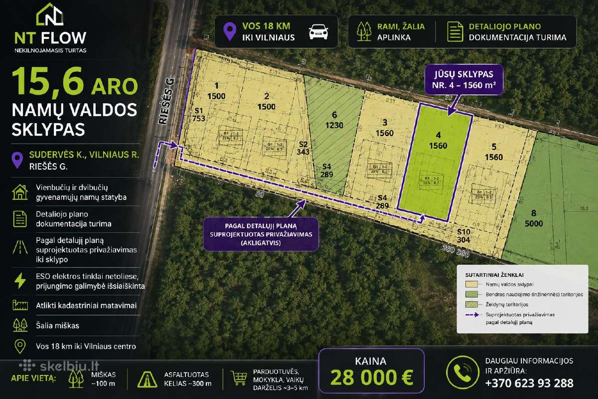 15,6 a n.v. sklypas Sudervėje prie Riešės ežero - nuotraukos Nr. 15