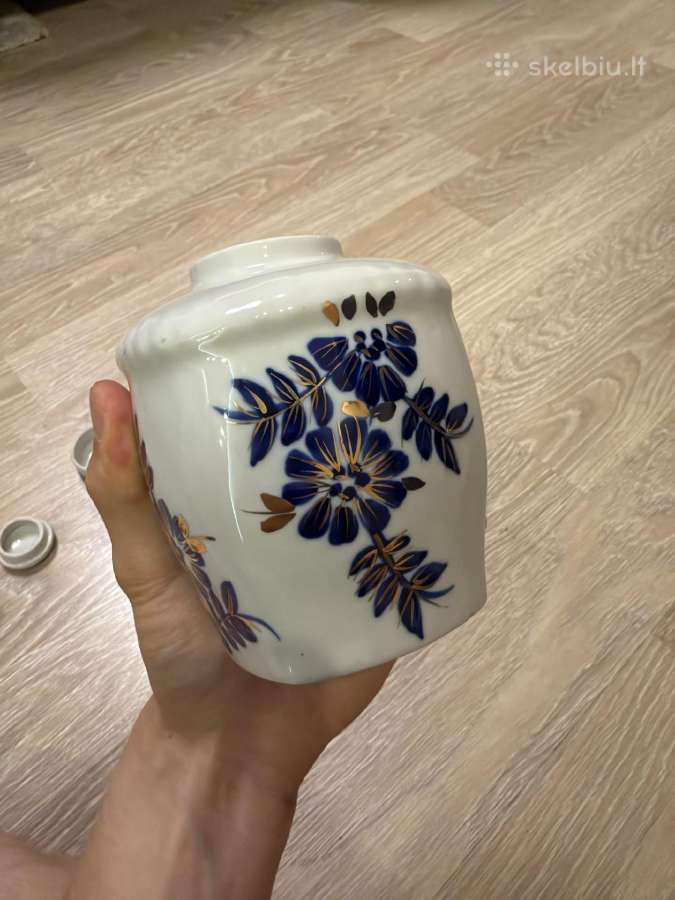 Dekoruotas porcelianinis indas su gėlių dekoru - nuotraukos Nr. 12