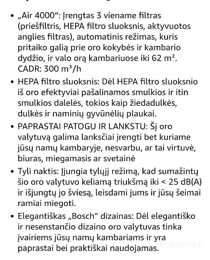 Oro valytuvas Bosch Air 4000 - nuotraukos Nr. 5