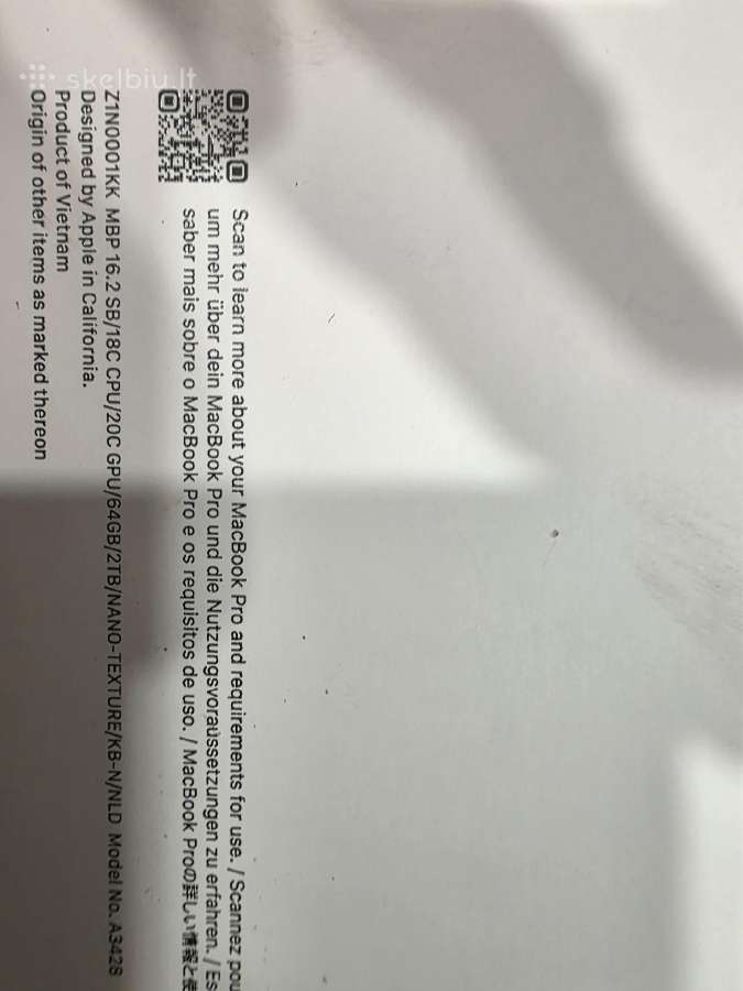 Apple MacBook Pro 16.2" (64gb RAM / 2tb SSD - nuotraukos Nr. 3