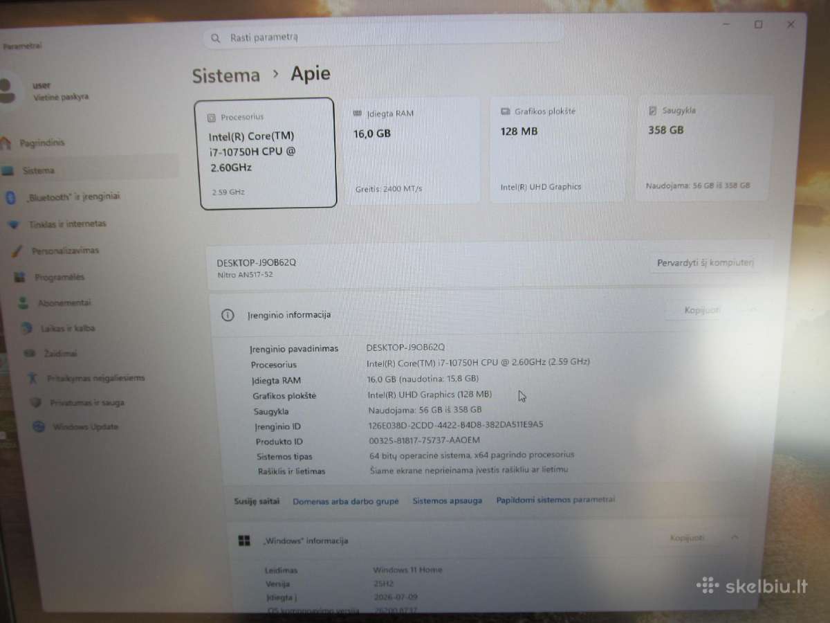 Acer Nitro 17 Inc An517-52 - nuotraukos Nr. 13