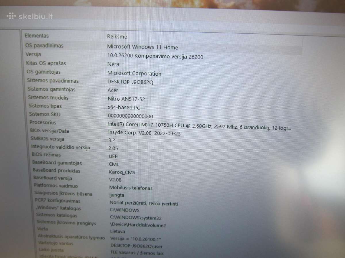 Acer Nitro 17 Inc An517-52 - nuotraukos Nr. 14