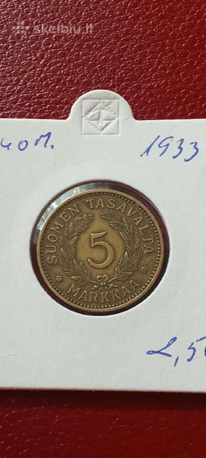 Suomija 5 markės 1933 - nuotraukos Nr. 2
