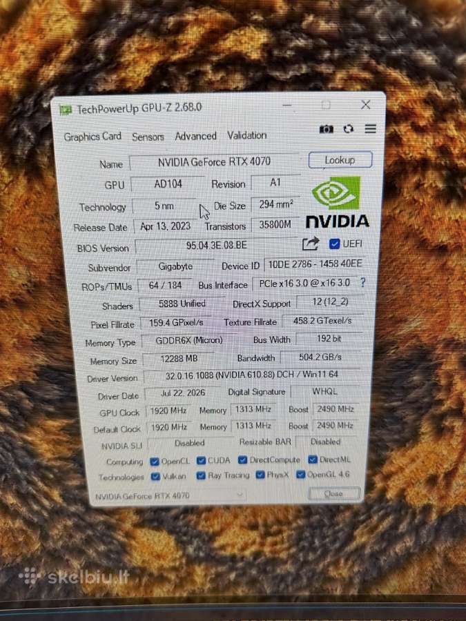 Gigabyte Geforce Rtx 4070 12gb - nuotraukos Nr. 8