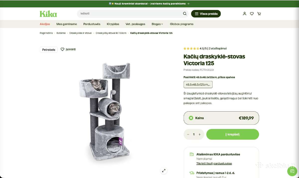 Kačių draskyklė-stovas Victoria 125 - nuotraukos Nr. 5
