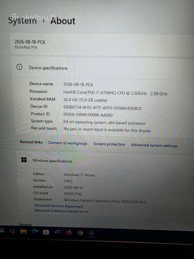 Lenovo Thinkpad P50. i7-6700hq. 32/512 GB. - nuotraukos Nr. 6