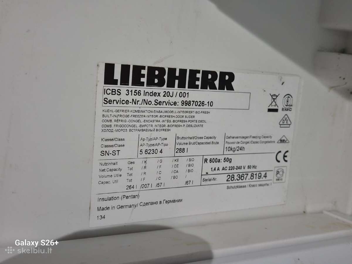 Parduodamas imontuojamas šaldytuvas Liebherr - nuotraukos Nr. 5