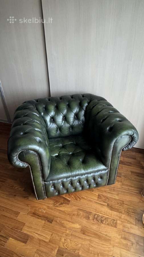 Chesterfield stiliaus dviviete sofa ir foteliai - nuotraukos Nr. 2