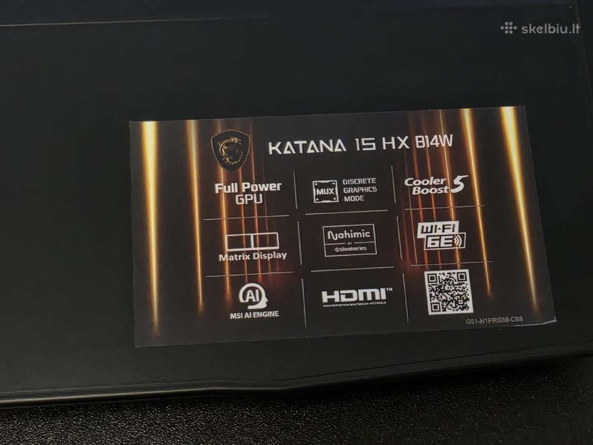 Msi Katana 15 Hx i7-14650hx / Rtx 5070 8gb Gddr7 - nuotraukos Nr. 4