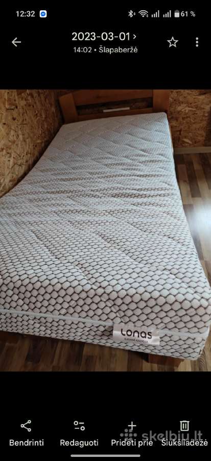Vaikiška medinė lova su čiužiniu 80x160cm - nuotraukos Nr. 4