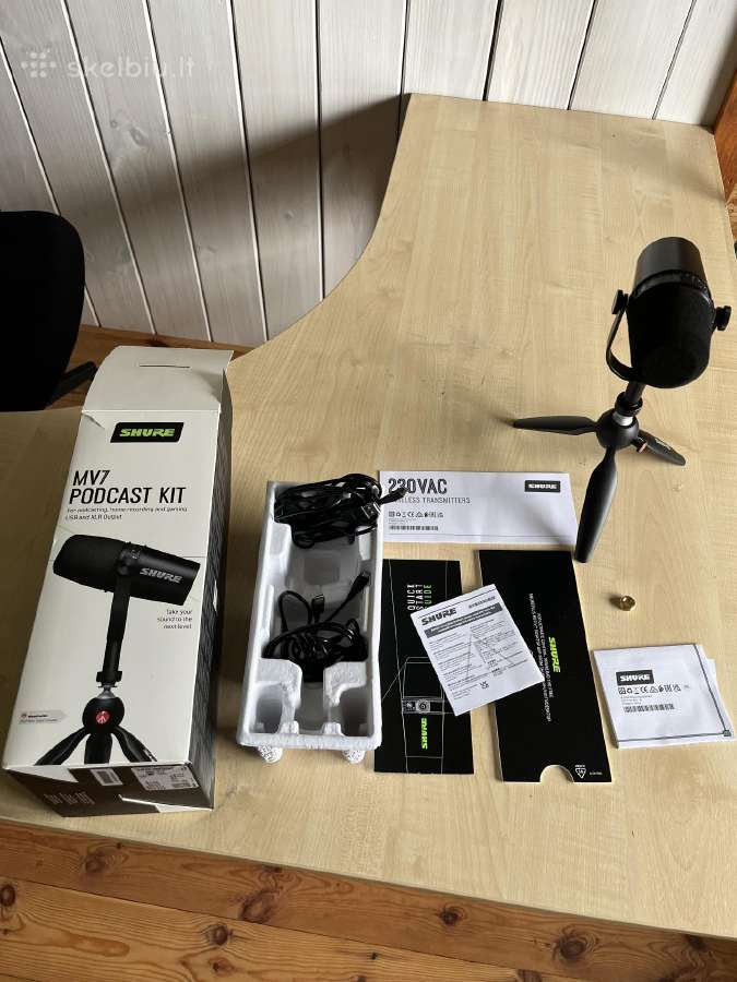 Shure Mv7 mikrofonas ir stovelis ant stalo - nuotraukos Nr. 13