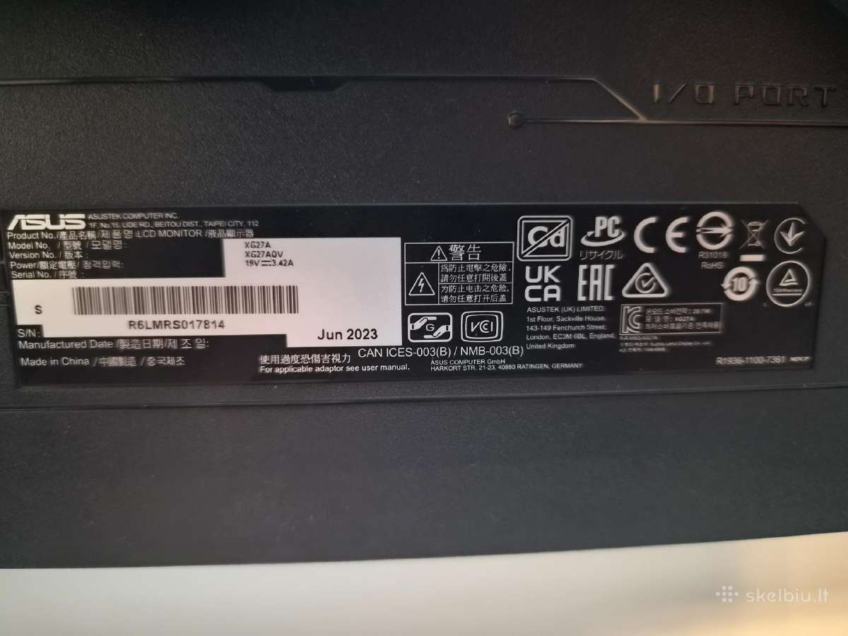 Asus Rog Strix Xg27aqv 27" 1440p 170hz Fast Ips“ - nuotraukos Nr. 7