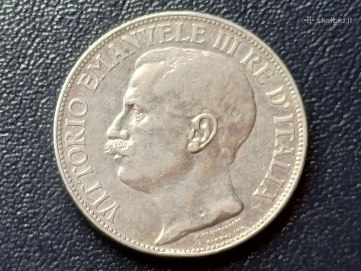 2 liros 1911m. Italija sidabras - nuotraukos Nr. 2