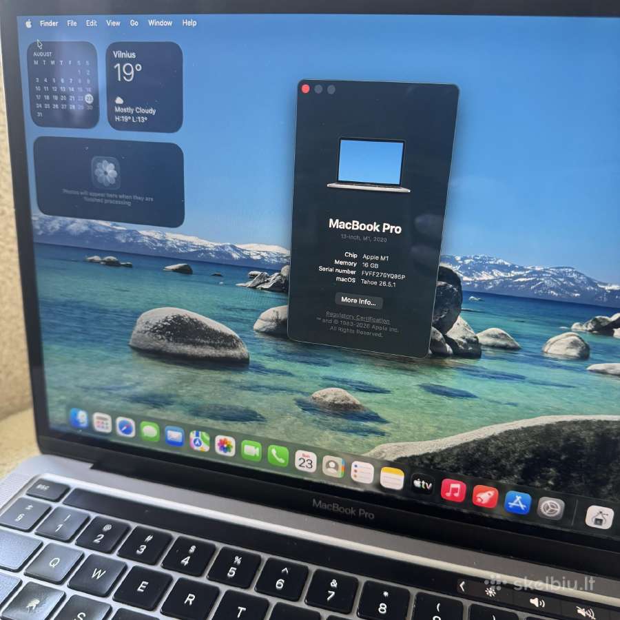 MacBook Pro 13 (2020) M1, 16gb, 1t SSD - nuotraukos Nr. 10