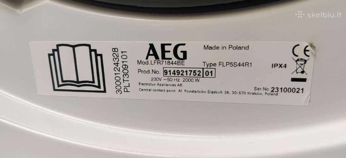 Aeg 7000 Series Prosteam skalbyklė, 8 kg - nuotraukos Nr. 5