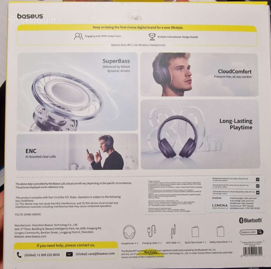 Ausinės Baseus Bass Bh1 lite *naujos - nuotraukos Nr. 2