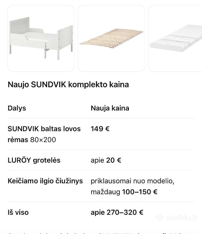 Ikea Sundvik pailginama vaikiška lova su čiužiniu - nuotraukos Nr. 4