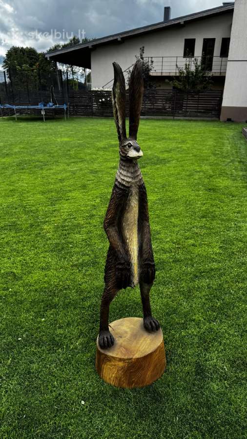 Medinė statula skulptūra - kiškis 138cm - nuotraukos Nr. 3