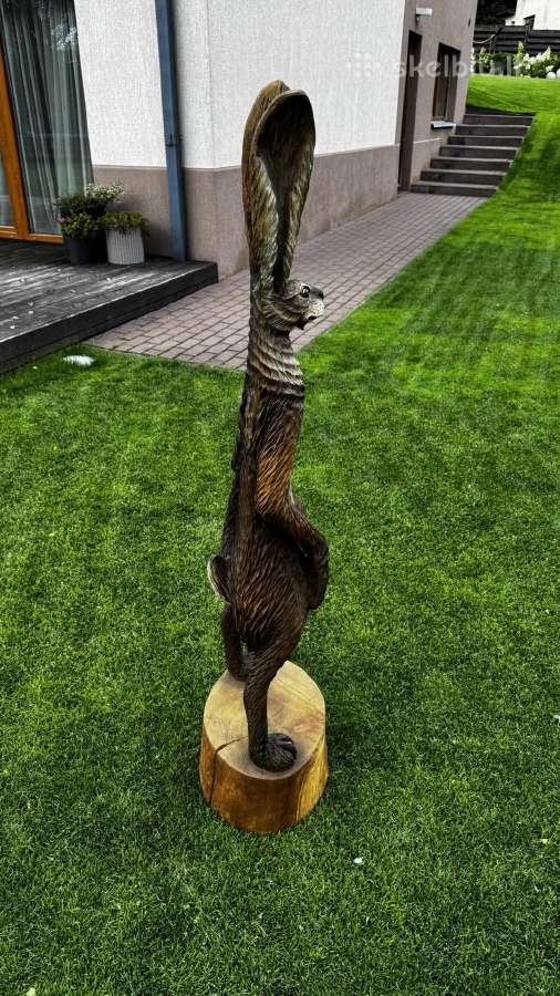 Medinė statula skulptūra - kiškis 138cm - nuotraukos Nr. 4