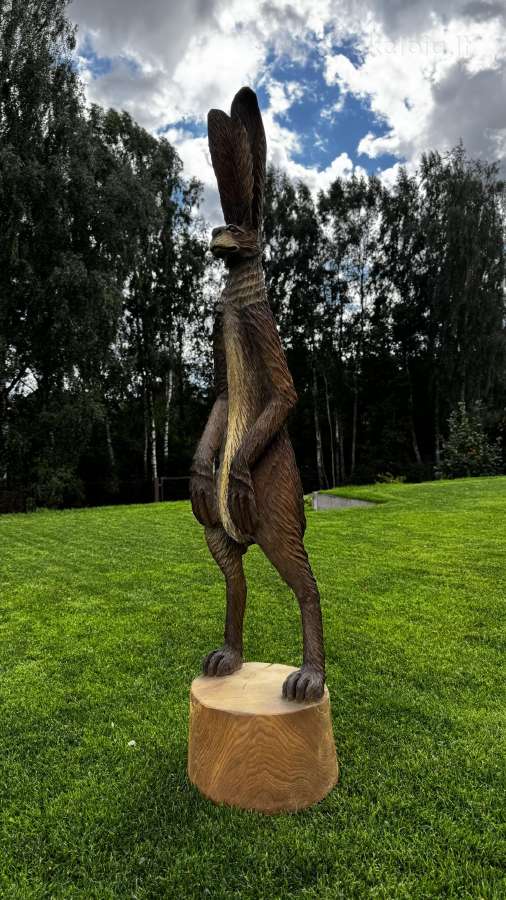 Medinė statula skulptūra - kiškis 138cm - nuotraukos Nr. 8