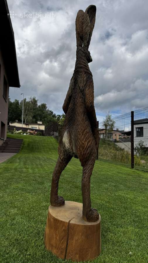 Medinė statula skulptūra - kiškis 138cm - nuotraukos Nr. 7