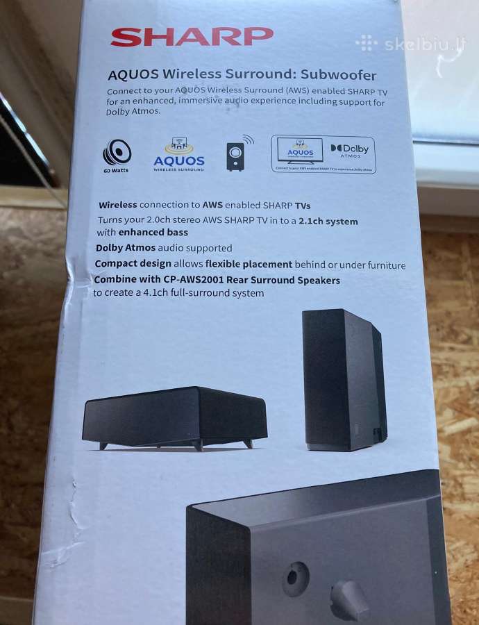 Sharp Cp-asw0101 Wireless Subwoofer, 45w - nuotraukos Nr. 2