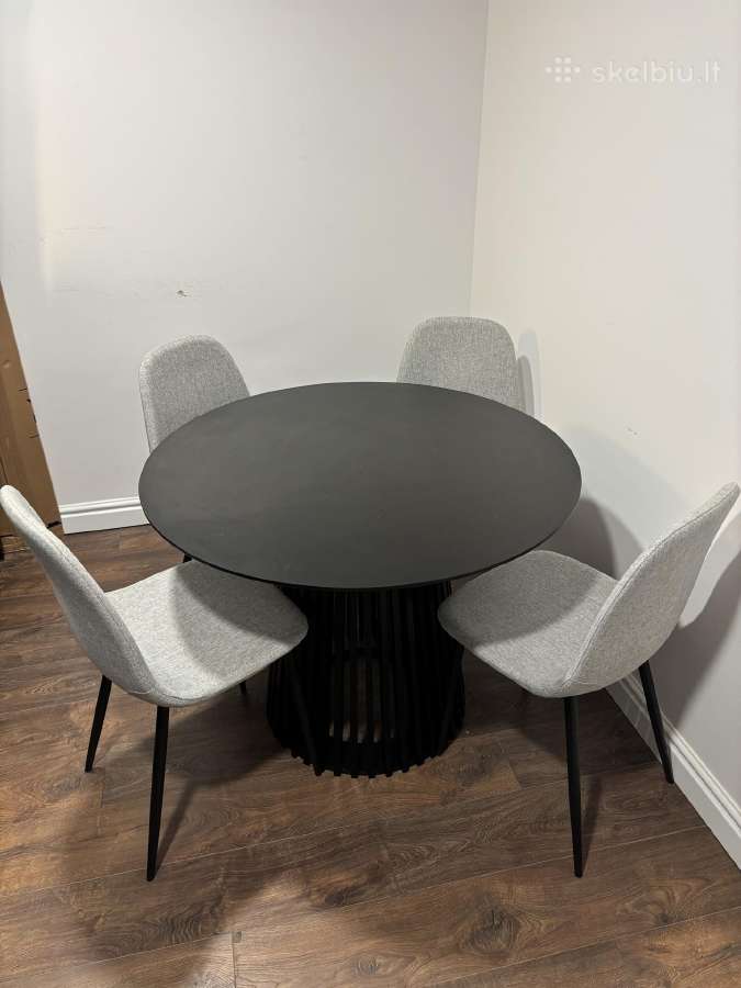Juodas apvalus stalas 100cm + 4 kėdės - nuotraukos Nr. 2